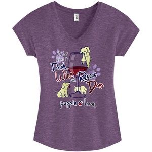 Puppie Love Rescue Dog WINE PUP Tee/T-Shirt NWT